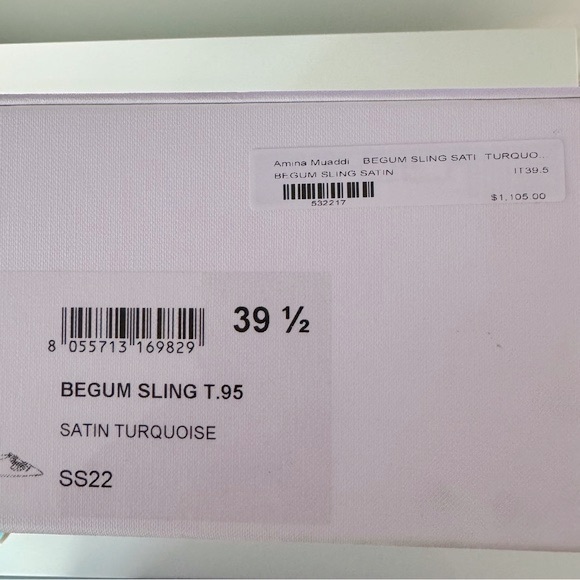 Amina Muaddi Begum Satin Slingback Pumps in Turquoise - Picture 10 of 10